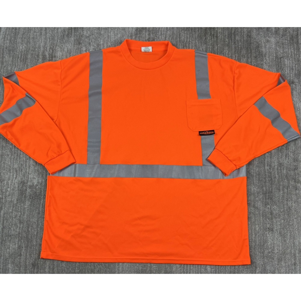 Radians Long Sleeve Shirt Mens 4X Orange ST21-3POS Safety Hi-Vis Reflective Mesh